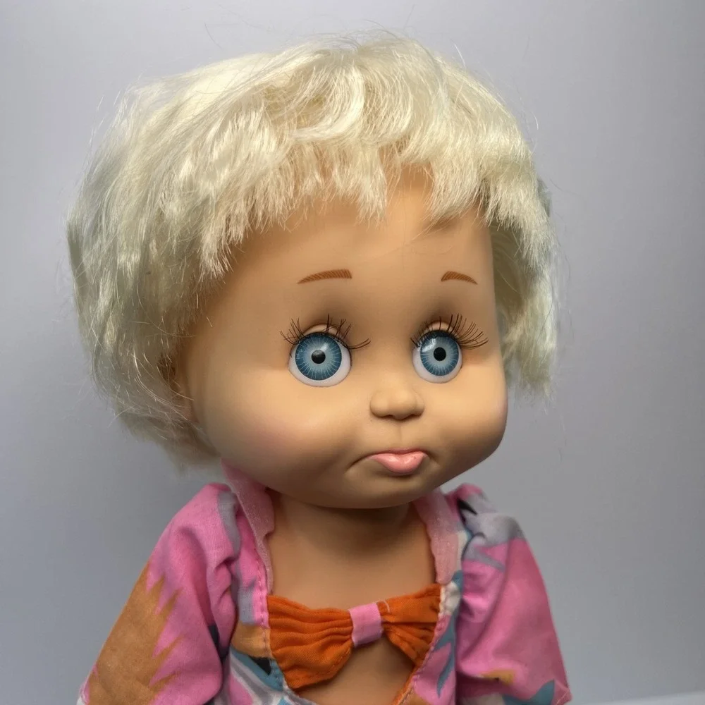 Vintage 1990 Galoob Baby Face So Sorry Sarah #6 Blue Eyes Heidi Dress